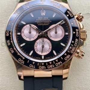QF Factory ‘Counterweight 140g’ Rolex Daytona 126515LN-0002 40mm Rose Gold Rubber Strap Black Dial