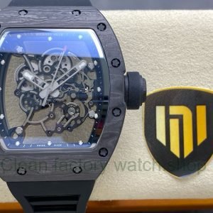 NEW Factory Richard Mille RM055 Abu Dhabi 42.7mm Carbon Fiber Black Rubber Strap Skeletonized Black Dia Clean Factory Watch