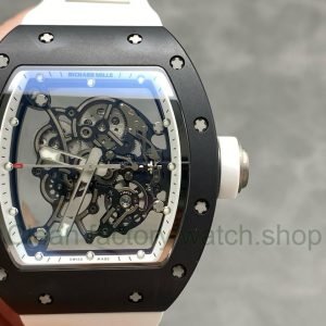 NEW Factory Richard Mille RM055 Bubba Watson 42.7mm Ceramic White Rubber Strap Skeletonized White Dial 1 5 Clean Factory Watch