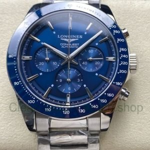 AF Factory Longines Conquest Chronograph L3.835.4.92.6 42mm Full Steel Strap Blue Dial 3 Clean Factory Watch