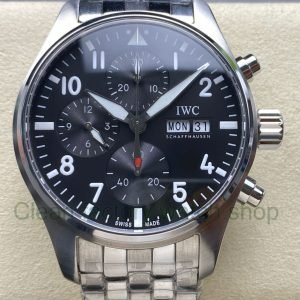 BLS Factory IWC Pilot Chronograph IW388111 41mm Steel Arabic Numerals Black Dial 1 Clean Factory Watch
