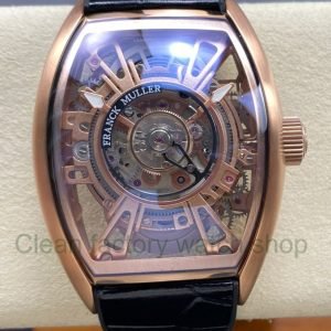 FM Factory Franck Muller Tourbillon Cintree Curvex 44mm Rose Gold Rubber Leather S 3 Clean Factory Watch