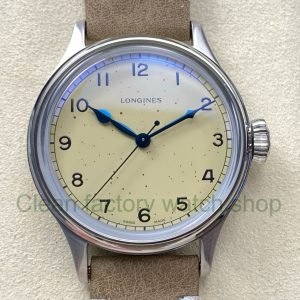 VC Factory Longines Heritage L28194932 38.5mm Steel Calf skin Strap Arabic Numerals Yellow Dial 7 Clean Factory Watch