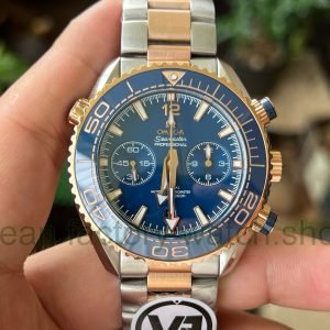 VR Factory Omega Seamaster Planet Ocean Chronograph 215.20.46.51.03.001 45.5mm Half Rose G 7 Clean Factory Watch
