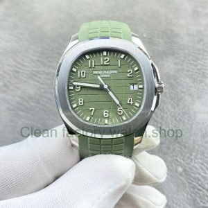 APW Factory Patek Philippe Aquanaut 5168G 010 Green Rubber Strap Arabic Numerals Green Dial 10 Clean Factory Watch