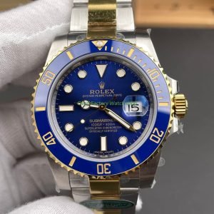 RC Factory Counterweight Rolex Submariner Date 116613LB 40mm Half Gold Blue Dial 7 Clean Factory Watch